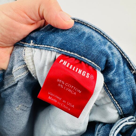 Pheelings Jeans Men’s 34 Blue Denim Skinny Fit Rainbow Gothic Logo Embroidered - Picture 9 of 12